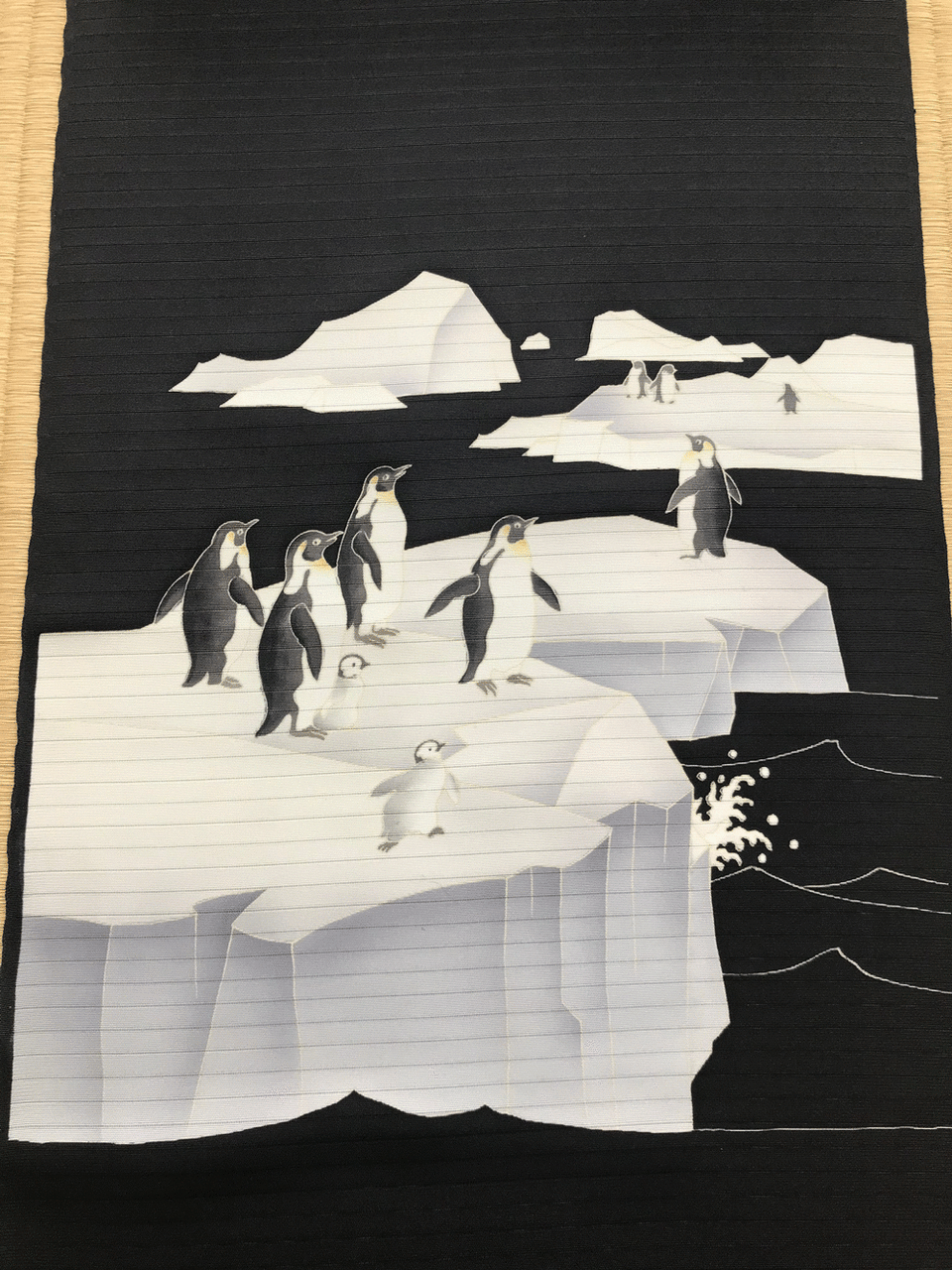 ペンギンを描いた涼しげな染帯 和を着る 楽しむ はんなりのブログ ペンギンを描いた涼しげな染帯 和を着る 楽しむ はんなりのブログ