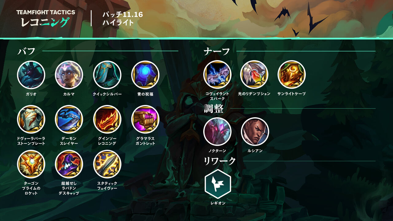 Tft パッチノート 11 16 Lolまとめ League Of Friends Tft パッチノート 11 16 Lolまとめ League Of Friends