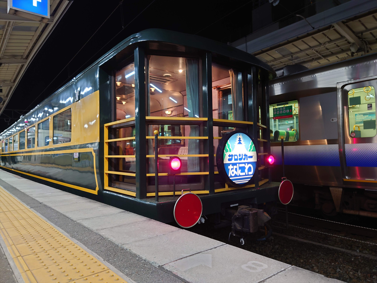 サロンカーなにわ」をみる（2025.4.18・和歌山駅） : 阪和線の