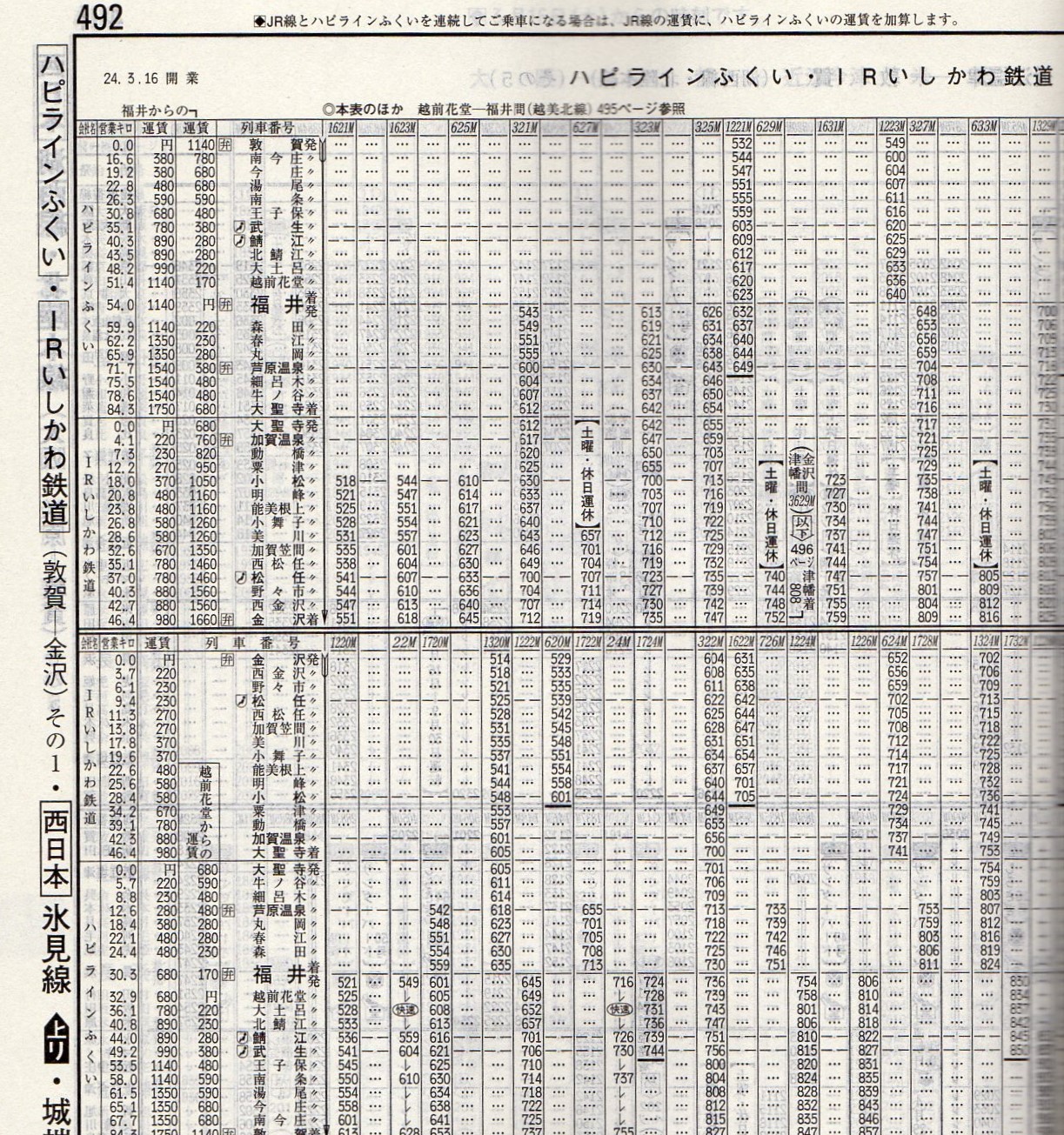 JTB時刻表2024年3月号を見る。北陸新幹線・金沢～敦賀間開業や、京都