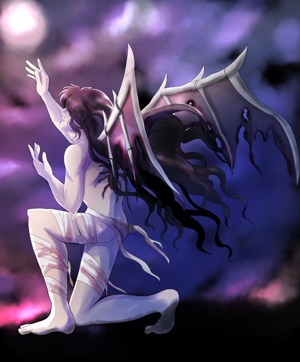 悪魔奈落 足伸ばした 犬追者