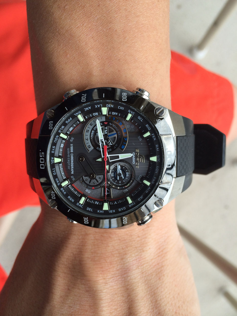年末のプロモーション CASIO◇EDIFICE/クォーツ腕時計/BLK/本体のみ/ベルト小傷有/ERA その他
