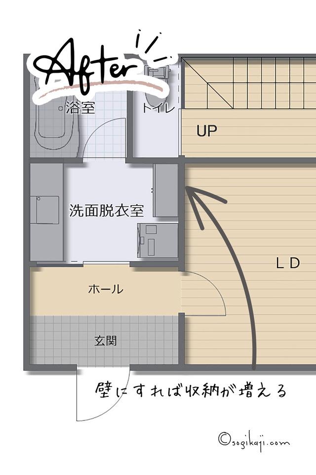 玄関 リビング 回遊動線2