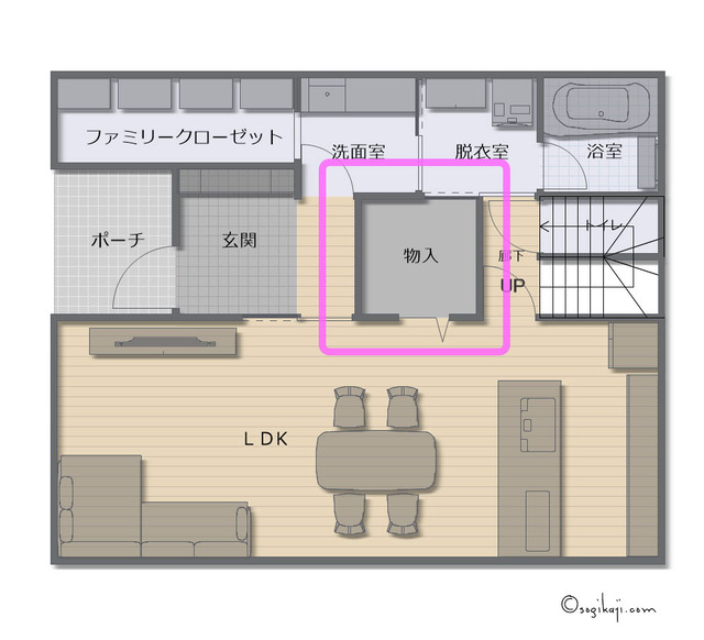 洗面 廊下 回遊動線1