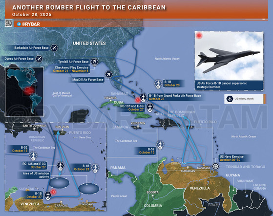 カリブへの爆撃機の飛行