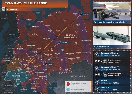 トマホーク射程範囲