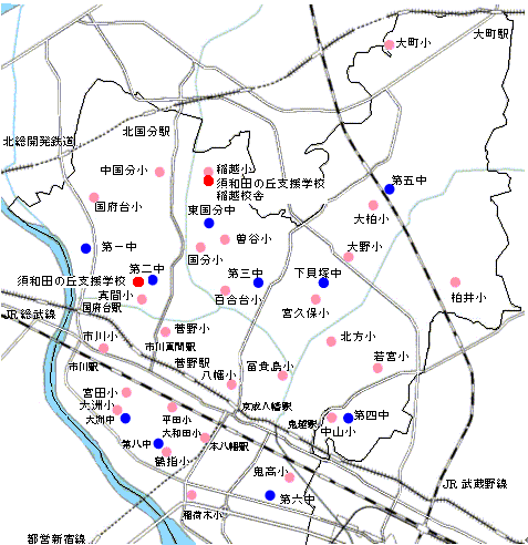 市川市小学校配置図北部