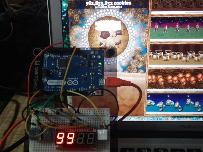 Arduino Leonardoでマウスクリック クッキーを自動的に焼く装置 マウスクリック99回 秒 設定変更可能 まごころせいじつ堂