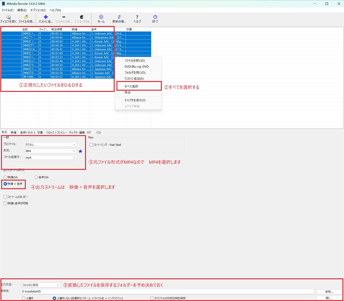 XMedia Recode を使って 複数の映像ファイルをノーマライズしてみる : 晴れ時々曇り iPhone Android Windows ets
