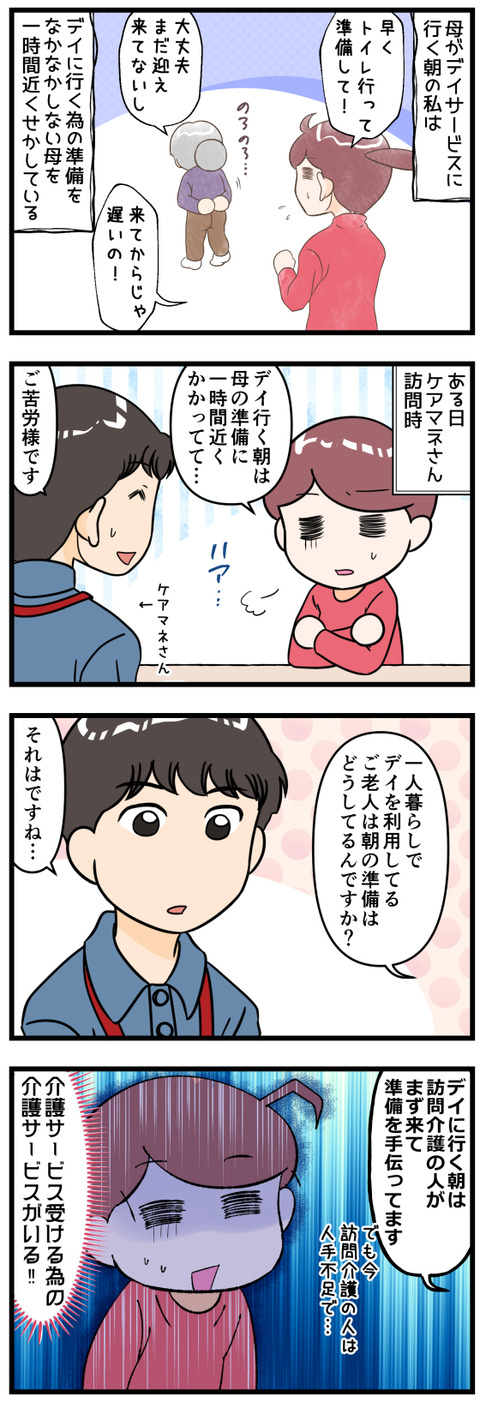 朝の母のデイ前の準備が大変なんですよ完成