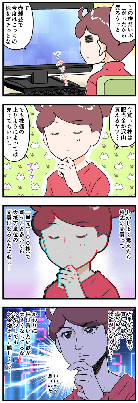 株の売買していると物欲が減る完成
