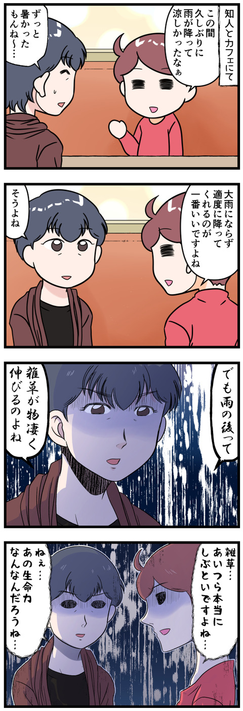 雨が降った後は雑草が伸び完成