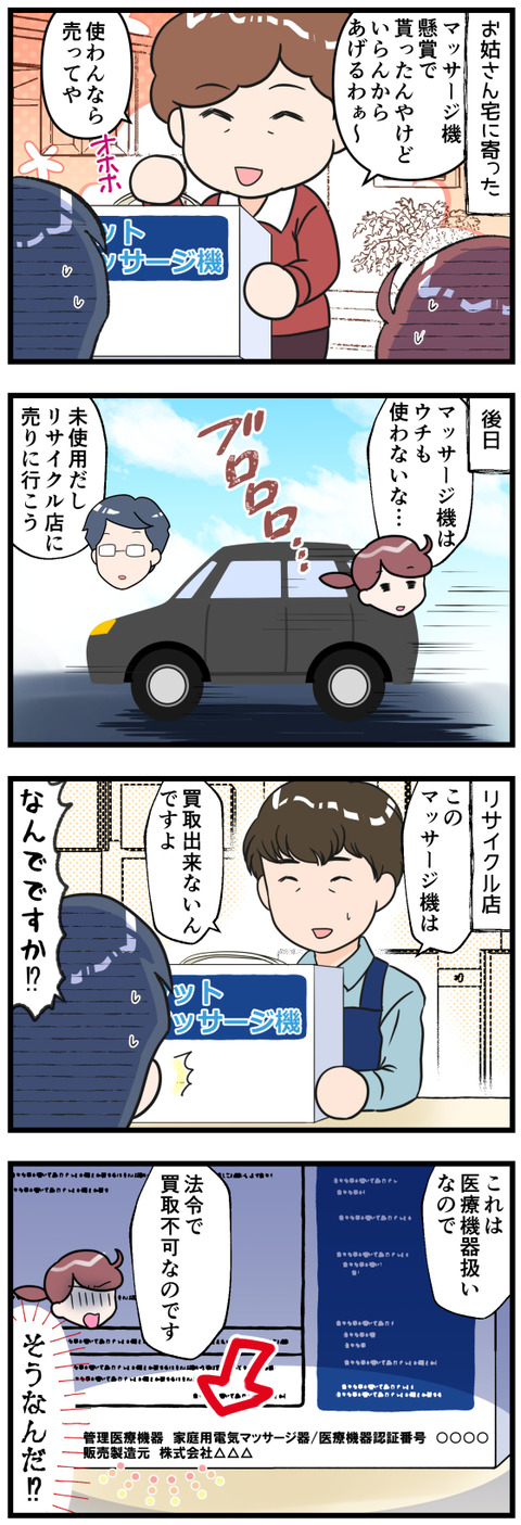 マッサージ機をリサイクルショップに持っていくと前半