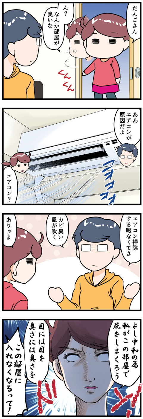 夫の部屋のエアコンが臭うので完成