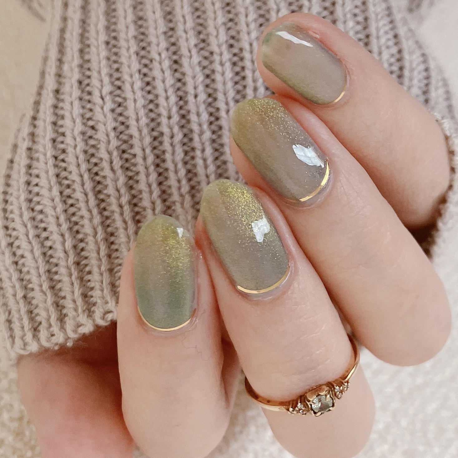 20］ネイルチップ マグネットネイル グリーン うるうる ビー玉 オーダー