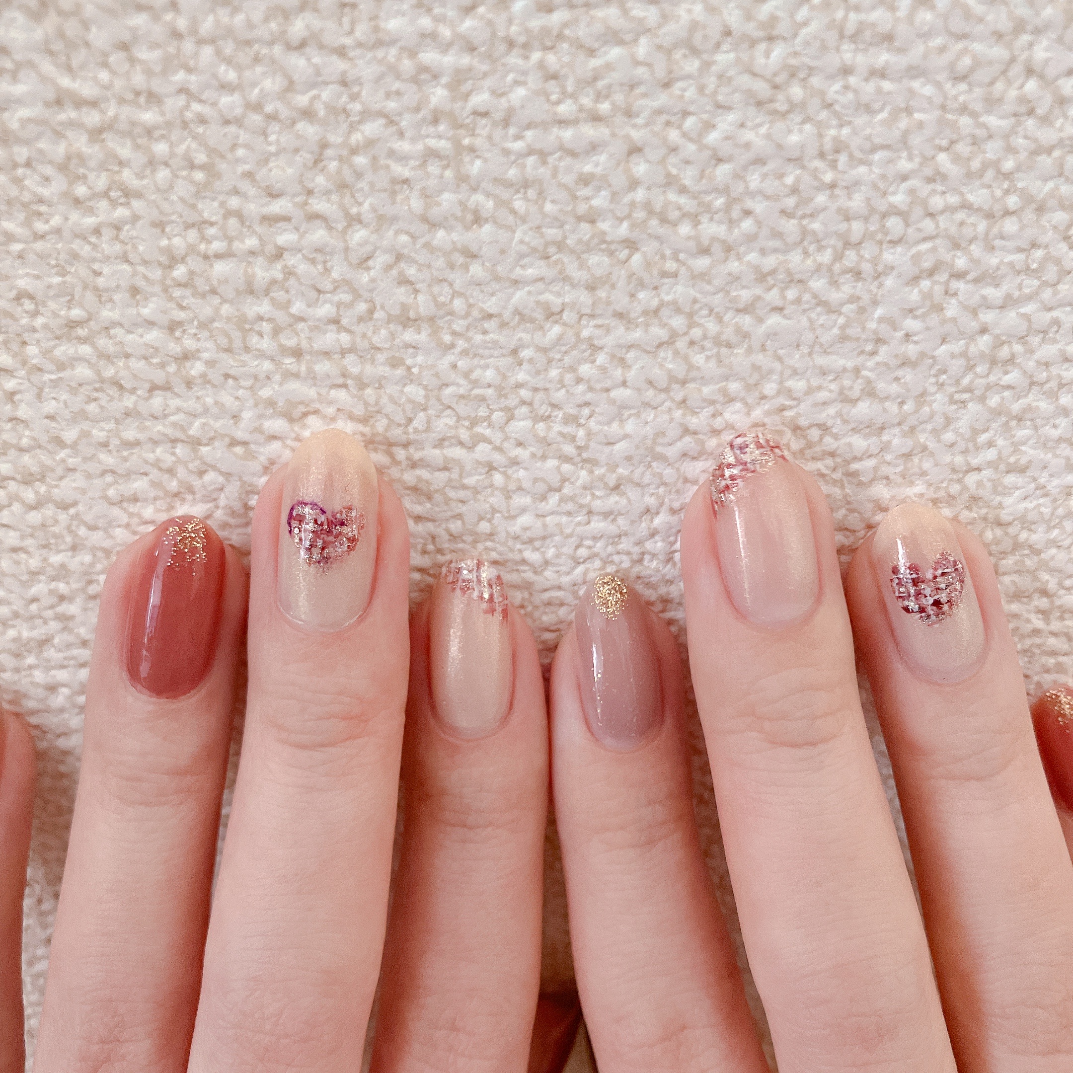 how to】ハートとななめツイードネイル : akiのセルフネイルblog