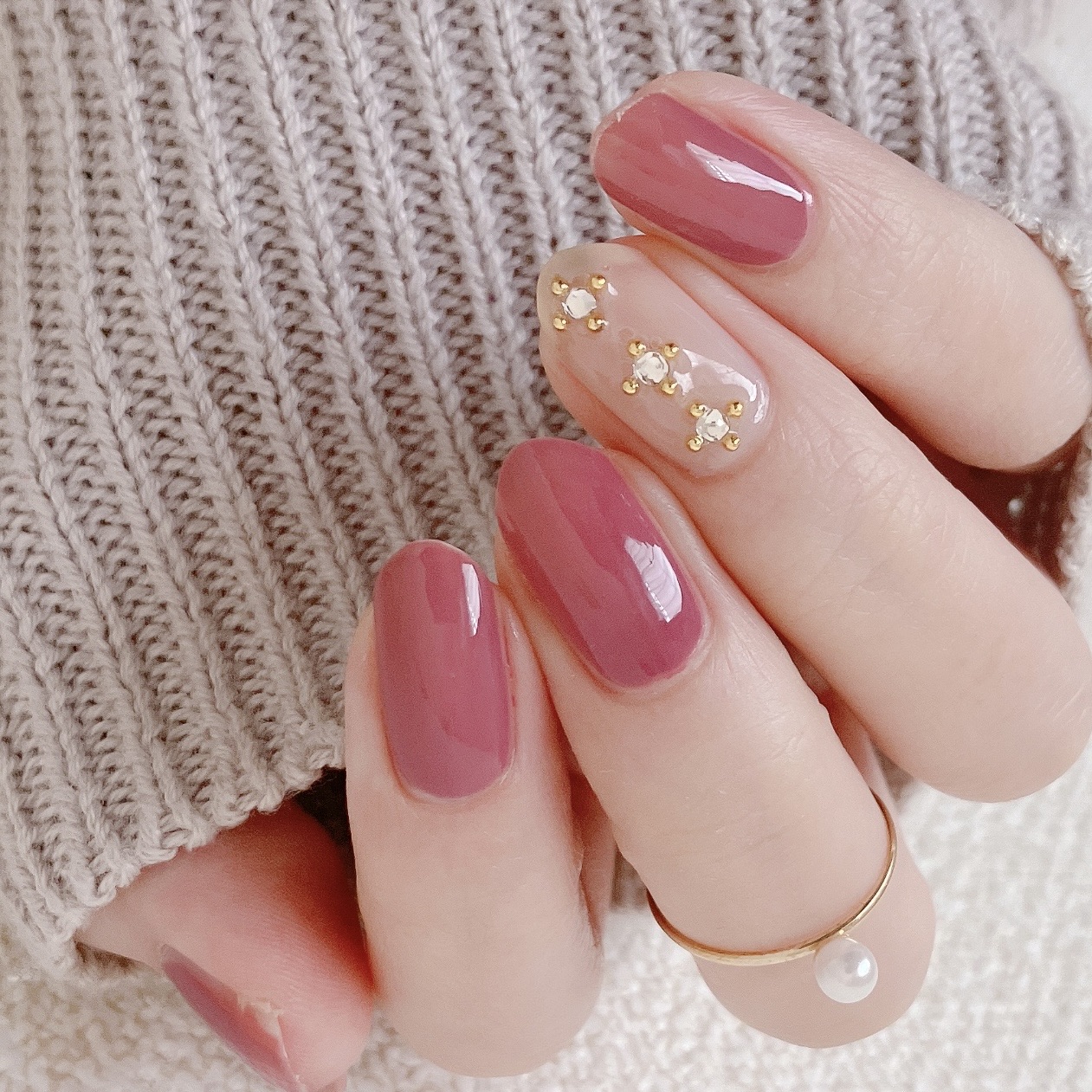 How To 色っぽピンクでビジューネイル Akiのセルフネイルblog Powered By ライブドアブログ