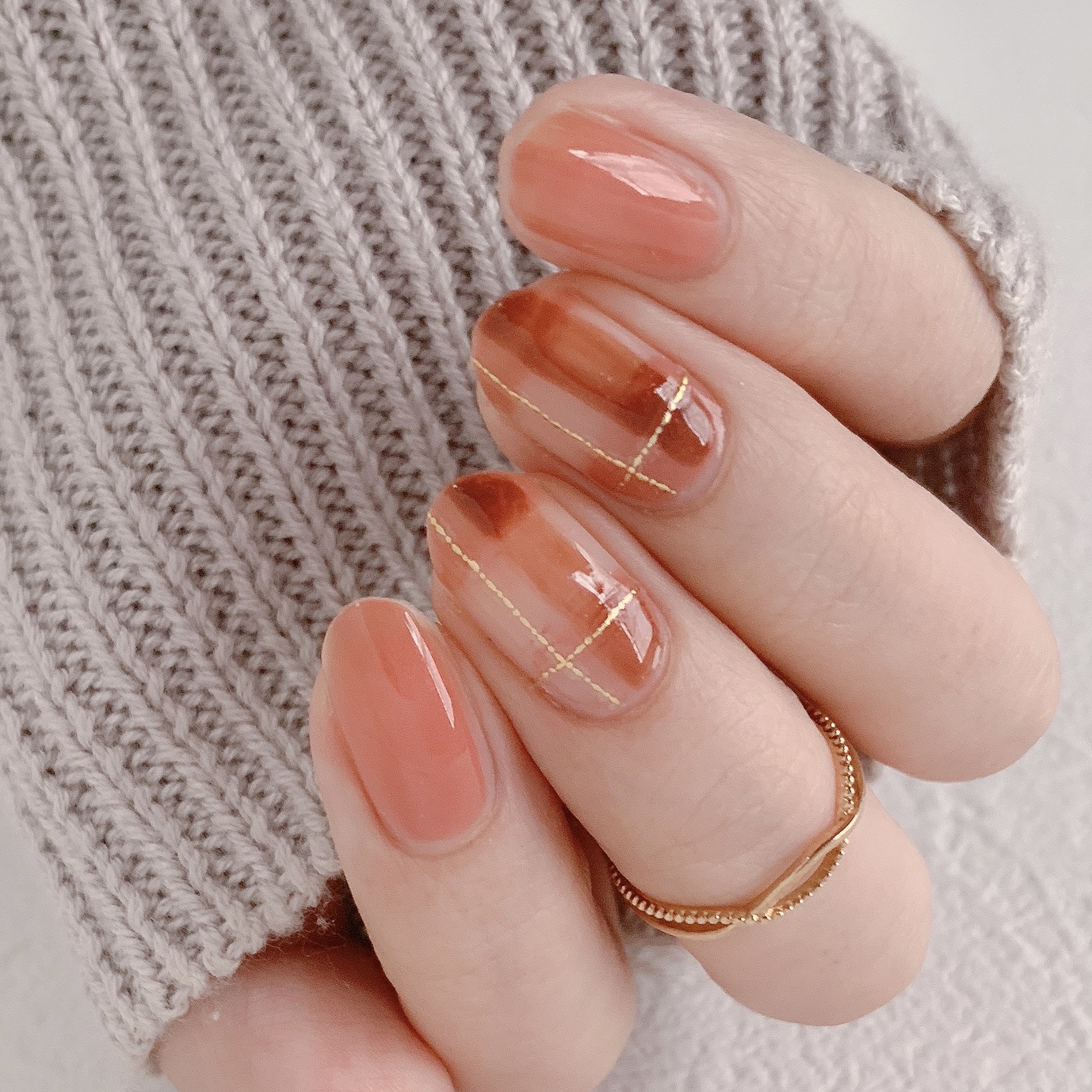 how to】秋色チェックネイル : akiのセルフネイルblog Powered