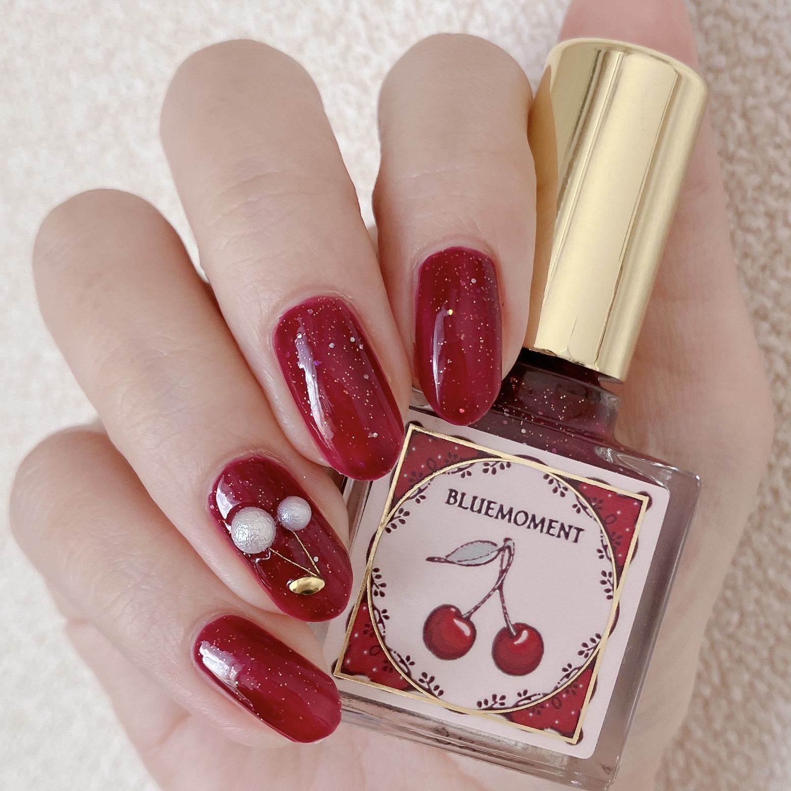 how to】繊細ラメがきらり♡さくらんぼネイル : akiのセルフネイルblog