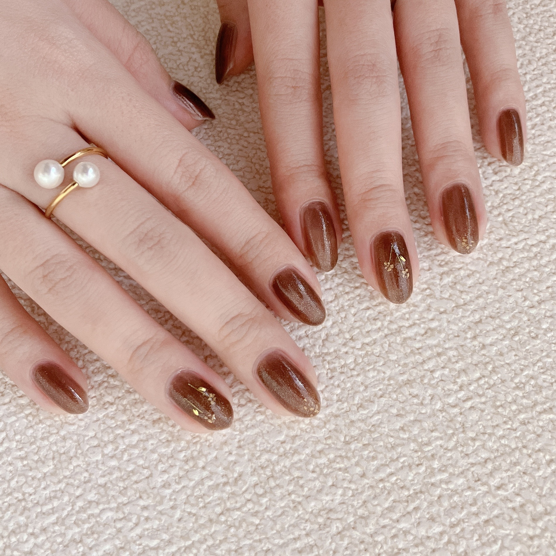 how to】ゴールドフラワーブラウンネイル : akiのセルフネイルblog  