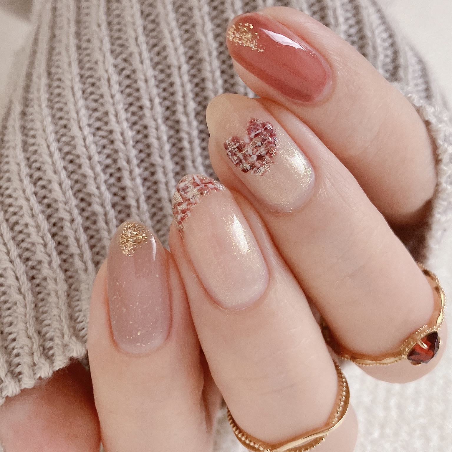 how to】ハートとななめツイードネイル : akiのセルフネイルblog