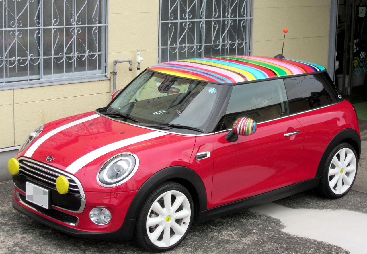 Miniルーフラッピング Paul Smith風ストライプ 貼りアップblog Miniルーフラッピング Paul Smith風ストライプ 貼りアップblog