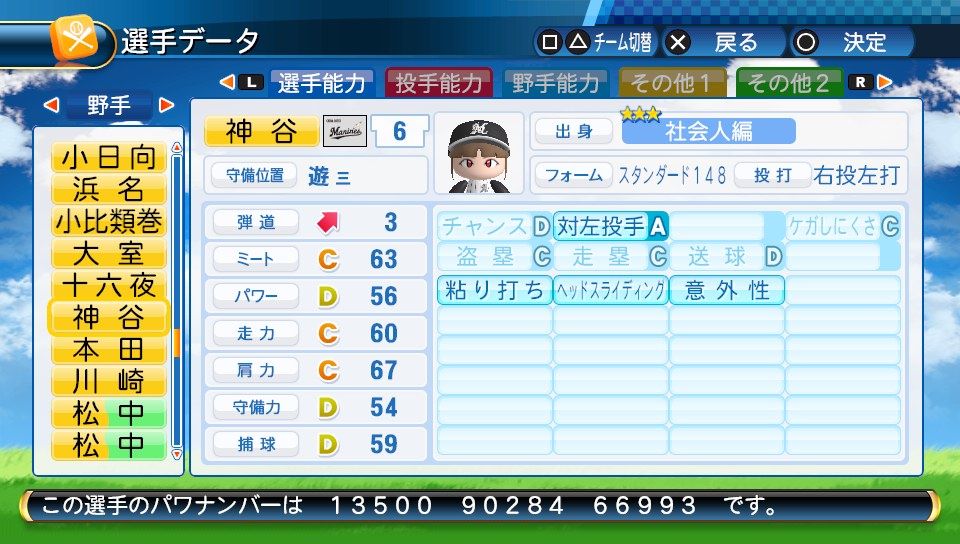 パワプロ16 パワナンバー 神谷奈緒 Untitled