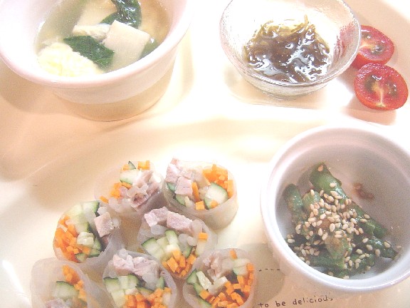 塩豚の生春巻き 幼児食 はるくんの手づかみもぐもぐごはん