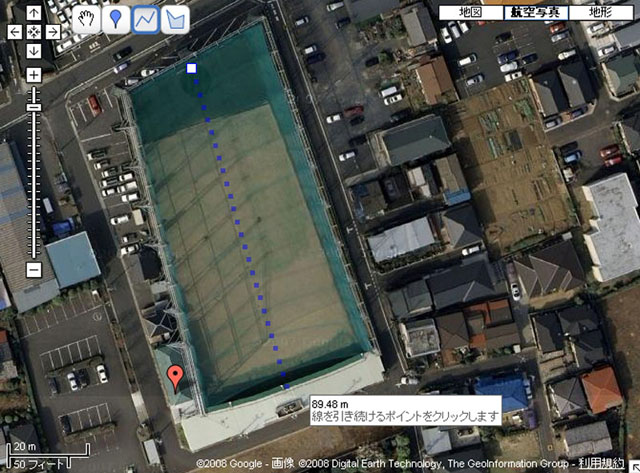 googlemapの航空写真で距離計測