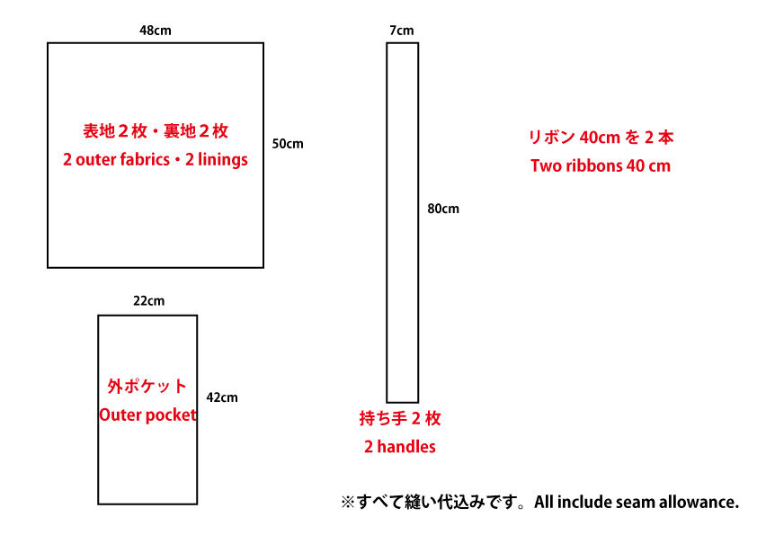 肩からかけられるリボン付き大きなエコバッグの作り方 ハンドメイドどっとこむ 無料ﾚｼﾋﾟ紹介 ｵﾘｼﾞﾅﾙﾊﾝﾄﾞﾒｲﾄﾞ雑貨制作 販売