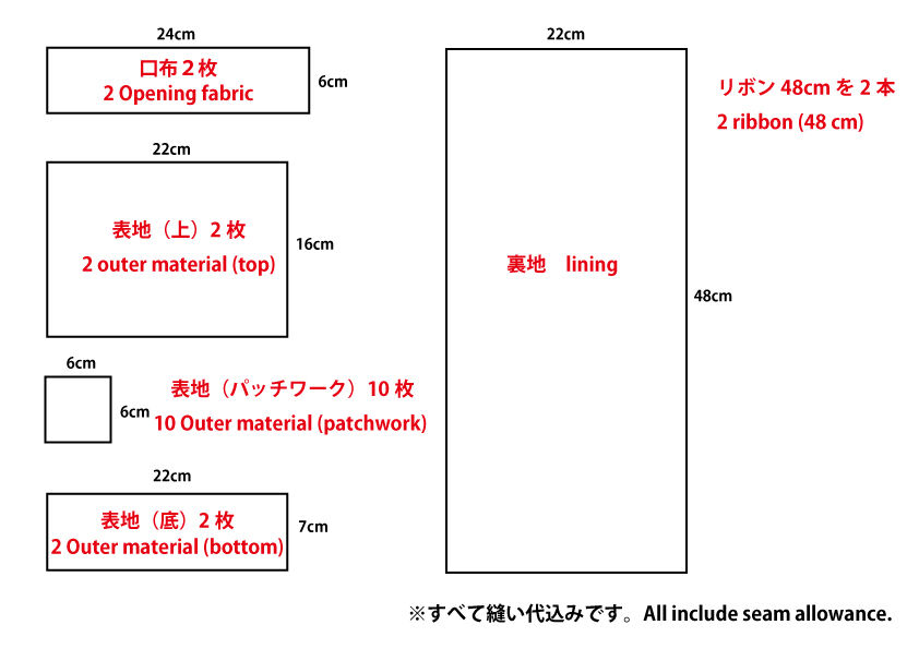 無料レシピ パッチワーク巾着袋の作り方 ハンドメイドどっとこむ 無料ﾚｼﾋﾟ紹介 ｵﾘｼﾞﾅﾙﾊﾝﾄﾞﾒｲﾄﾞ雑貨制作 販売