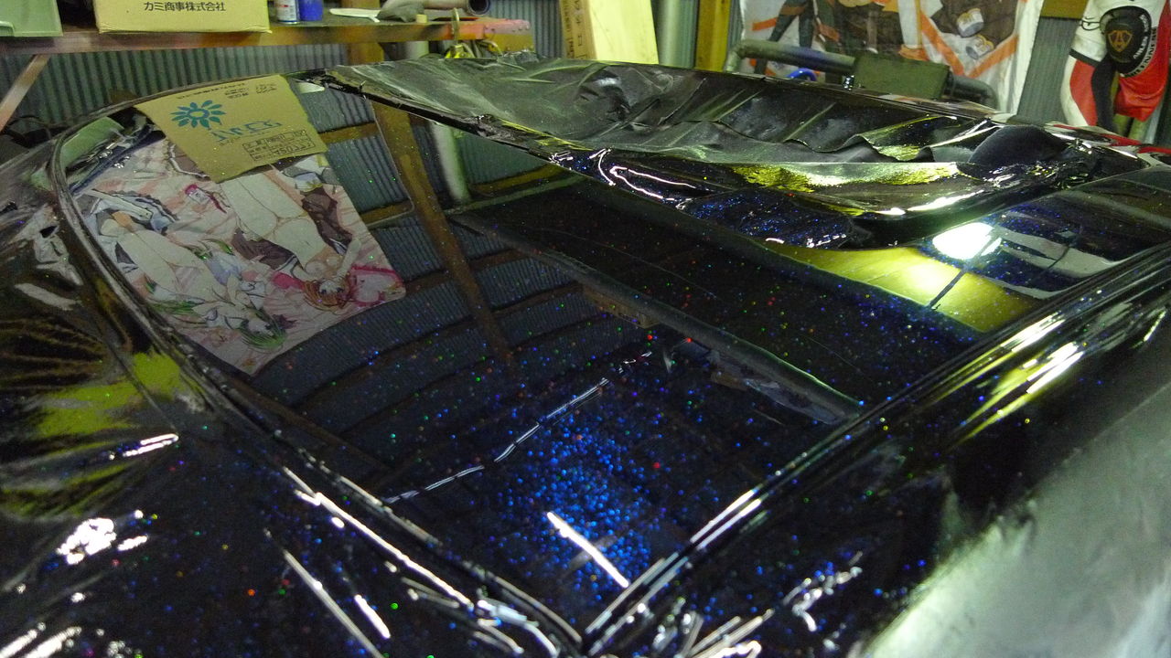 193 とある痛車の屋根塗装ラスト工程 Df52vエブリィをピッカピカ Recs エンジンルームのしつこい汚れも 神奈川横浜 春ノ木レーシング公式ブログ