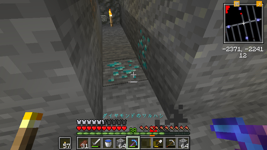 ほぼバニラのマイクラ日記 ブランチマイニングと遠出 はせピンのマイクラ日記