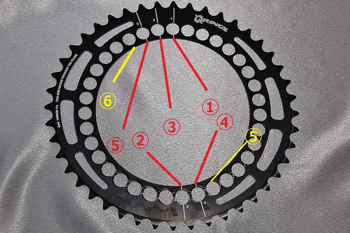 T*K様 Rotor q-rings 53-38 楕円チェーンリング、ボルト、カ