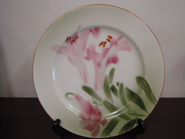 ギャラリー蓮華 blog:名古屋製陶所 百合柄お皿7枚セット 昭和戦前期製