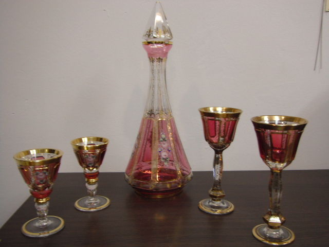 ボヘミアガラス デキャンタグラスセット チェコスロバキア製