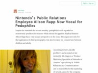 米任天堂の広報社員「児童ポルノは合法化されるべきだ!」 : はちま起稿