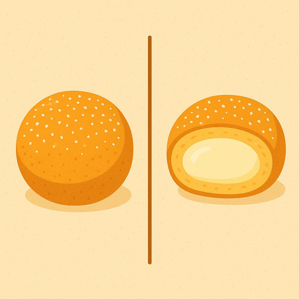 マラサダとマラサダパフの違いを示す比較イラスト