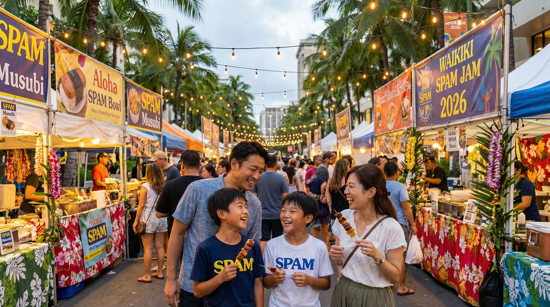 ワイキキ・スパムジャム2026 カラカウア通りで楽しむ日本人家族