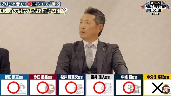 パ６球団監督への質問『大化けの予感がする選手がいる？』→小久保監督だけ×