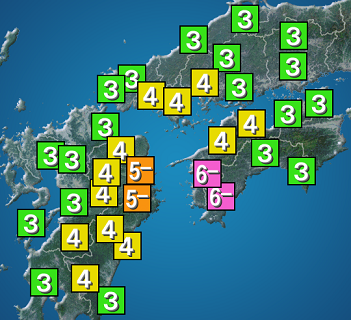 地震　震度6弱