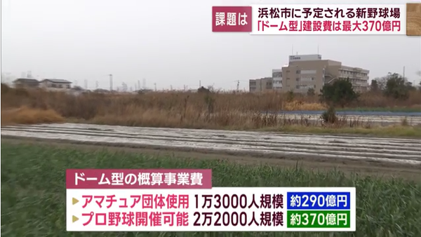【悲報】静岡県さん、370億かけて野球場を作る模様…