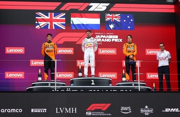 開幕2連勝を飾ったマクラーレンのふたりを抑え、今季初優勝を飾ったフェルスタッペン。「ホンダのホームコースで勝てて、最高の週末になった」と笑顔で語っていた