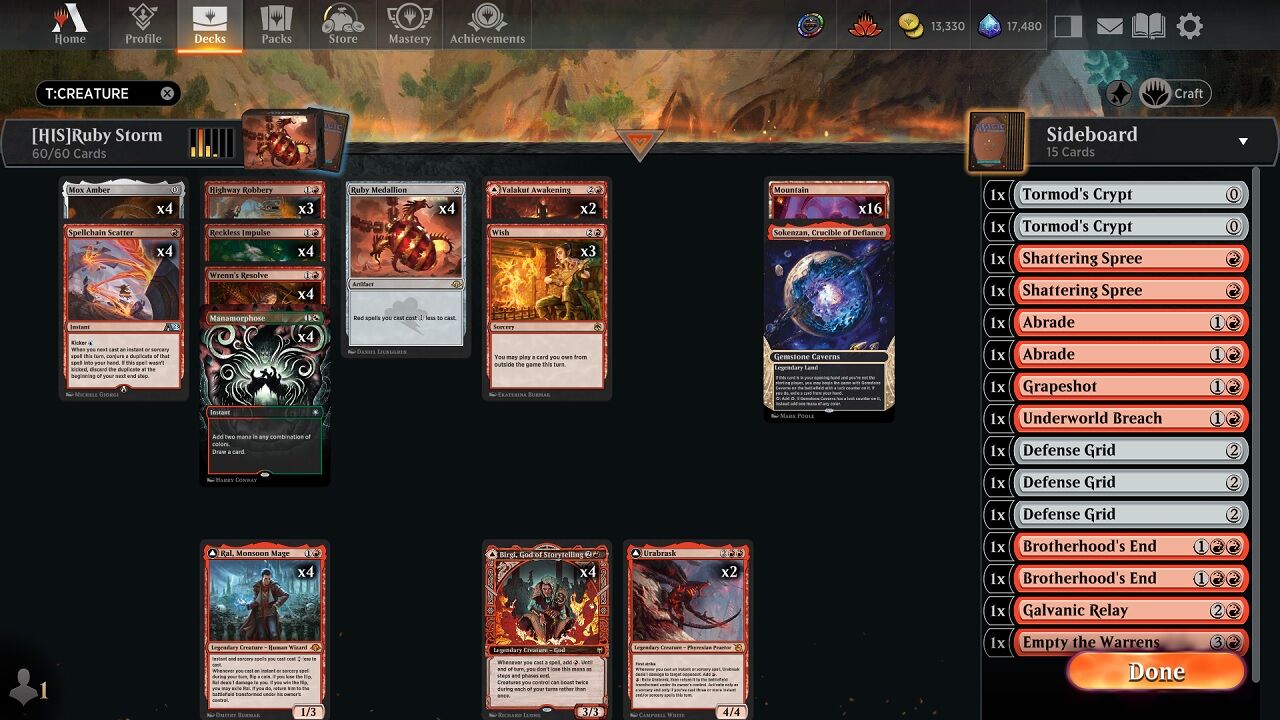 MTG】ルビーストーム(ヒストリックBO3)【ミシック到達】 : りさかもん