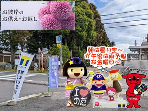 野田パワスポ｜今朝は青空もうっすらと見える朝の店頭