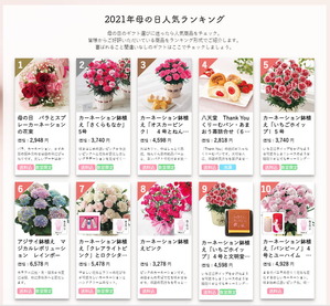 母の日：サラダ館のベストランキング