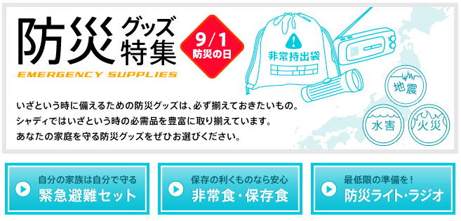サラダ館の防災グッズチラシ