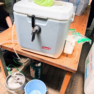ランチバーベキューで生ビールサーバー