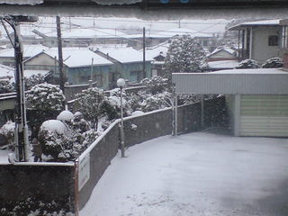 野田市の雪景色な朝の風景