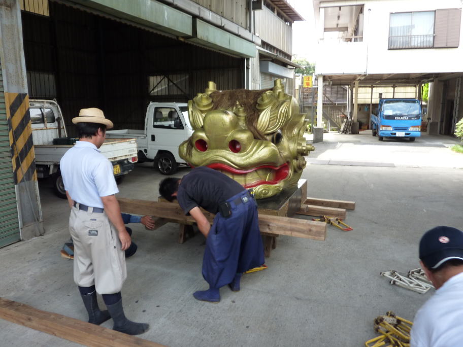 野田市の神輿|金獅子・修復完了